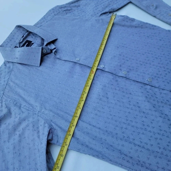 SIGMAN Mens Shirt Long Sleeve Button Down slim Gray Stripe Cotton Stretch L - Picture 6 of 9